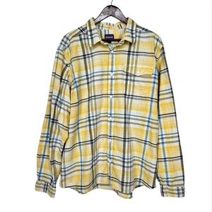 Patagonia Worn Wear Tusy Yellow Blue & Black Plaid Long Sleeve Button Down Shirt